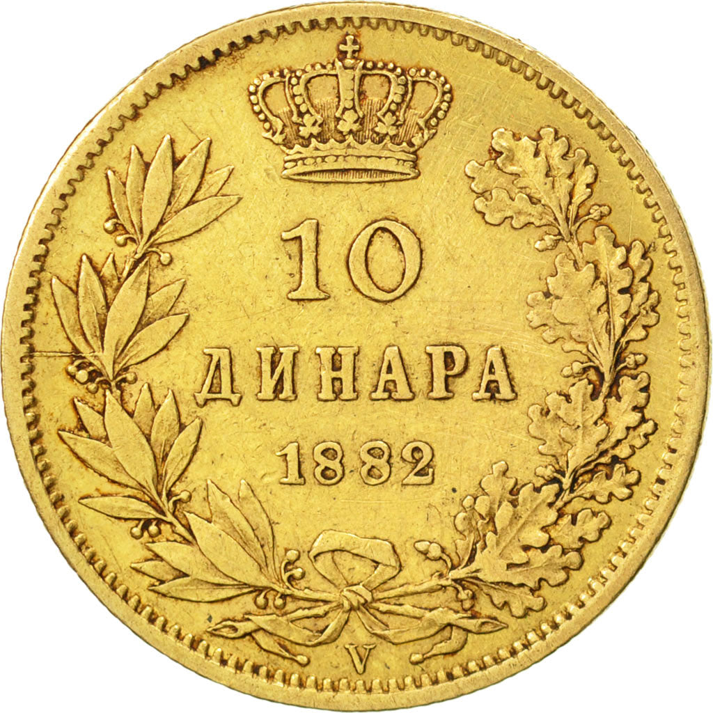 Serbie, Milan I, 10 Dinara, 1882, Vienna, TTB, Or, KM:16