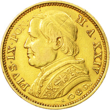 PAPAL STATES, Pius IX, 20 Lire, 1869, Roma, EF(40-45), Gold, KM 1382.4