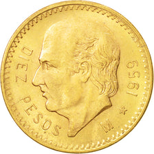 Mexico, 10 Pesos, 1959, Mexico City, MS(60-62), Gold, KM:473