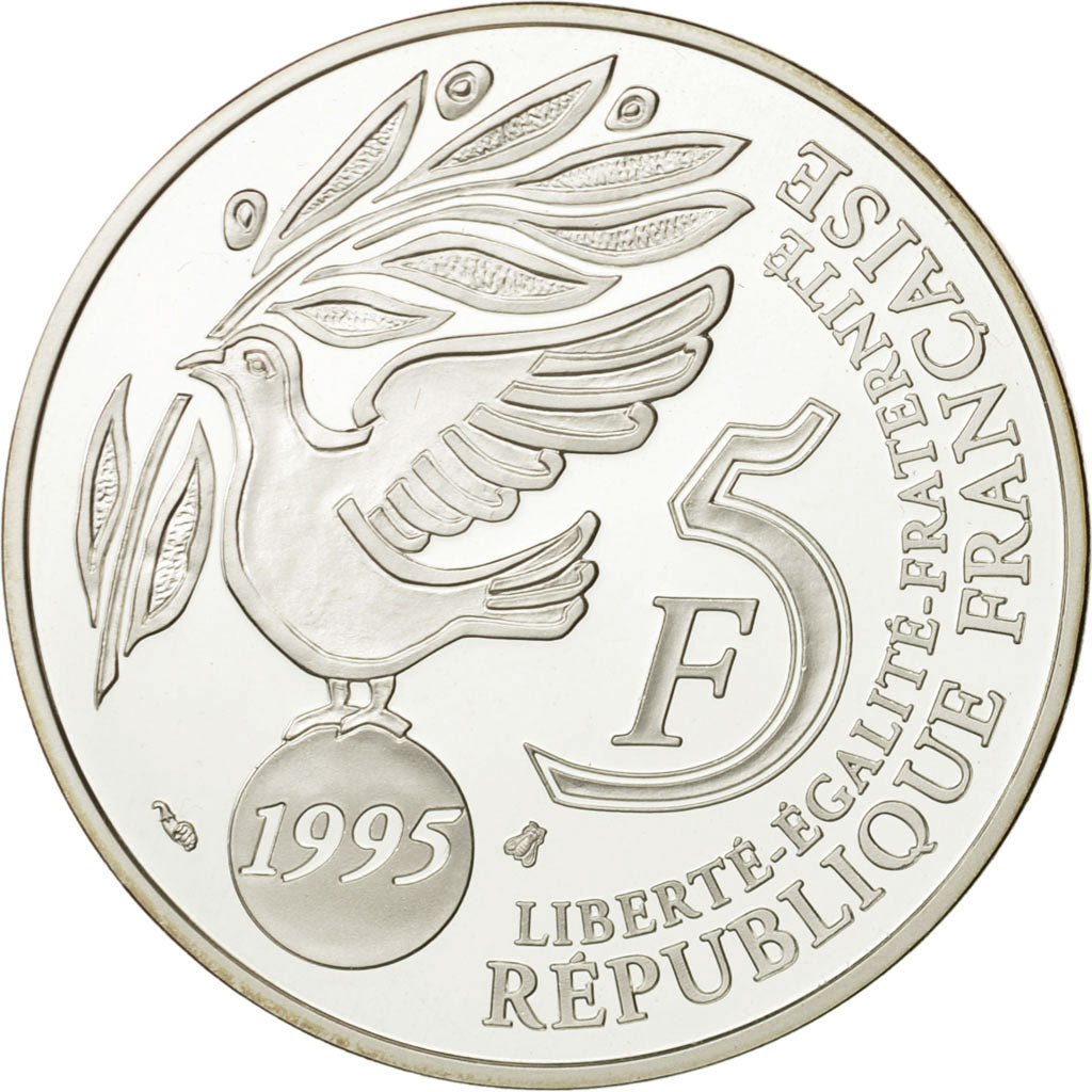 France, ONU, 5 Francs, 1995, MS(65-70), Silver, KM:1118, Gadoury:776