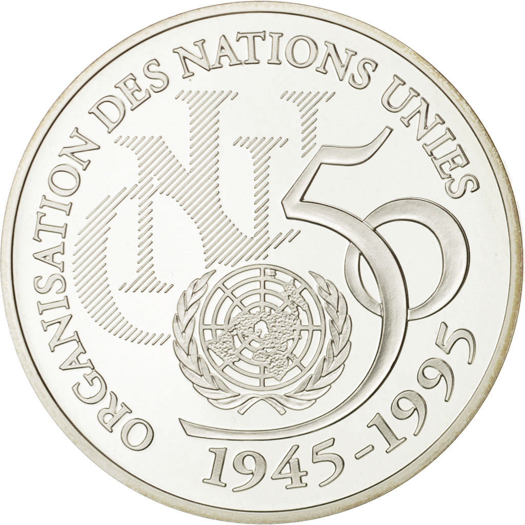 France, ONU, 5 Francs, 1995, MS(65-70), Silver, KM:1118, Gadoury:776