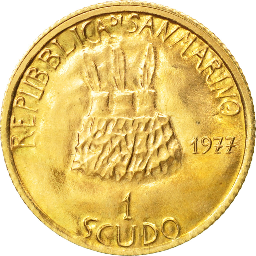 San Marino, Scudo, 1977, MS(65-70), Gold, KM:73