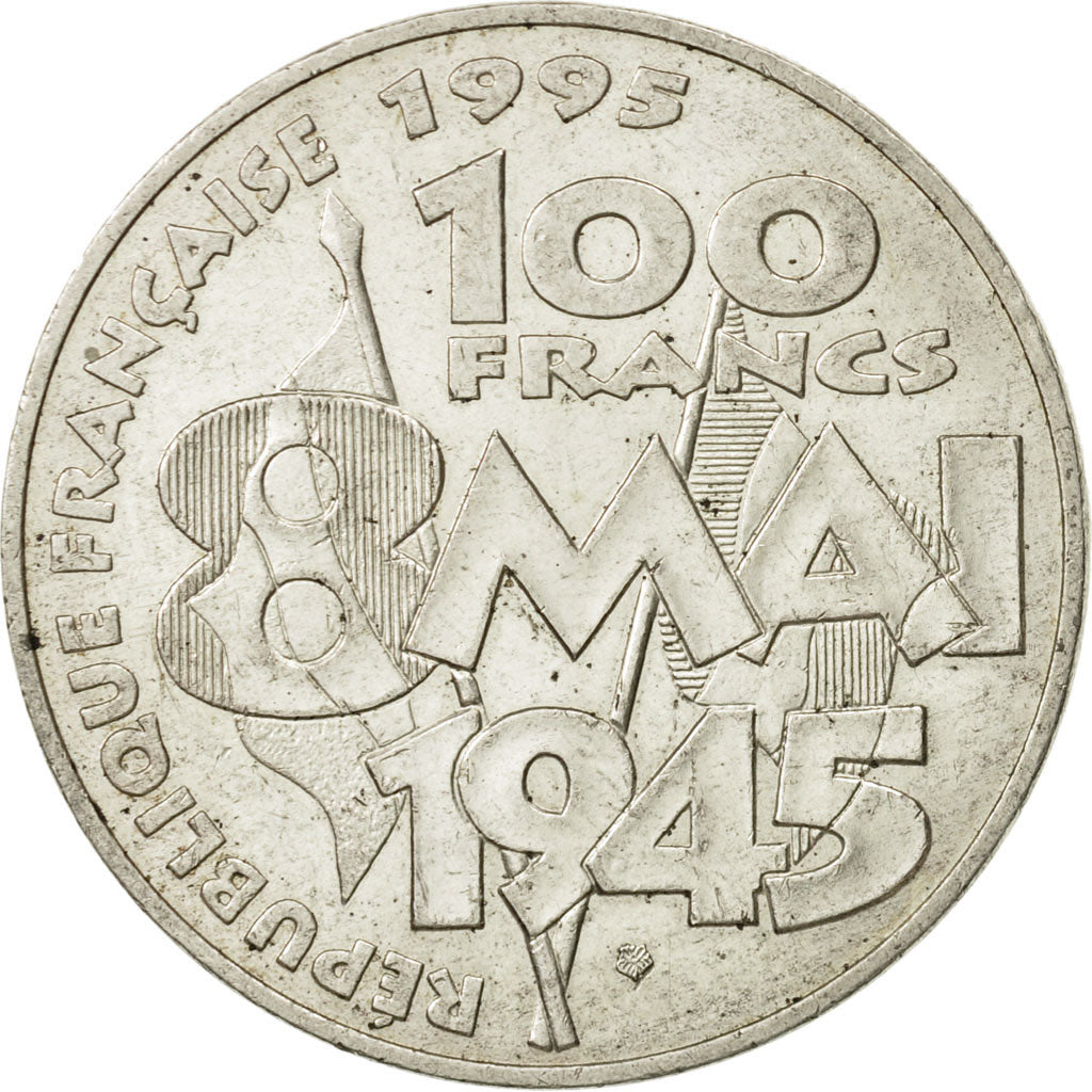 France, 8 mai 1945, 100 Francs, 1995, AU(55-58), Silver, KM:1116.1, Gadoury:952