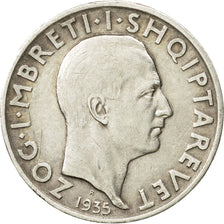 Coin, Albania, Zog I, 2 Franga Ari, 1935, Rome, EF(40-45), Silver, KM:17