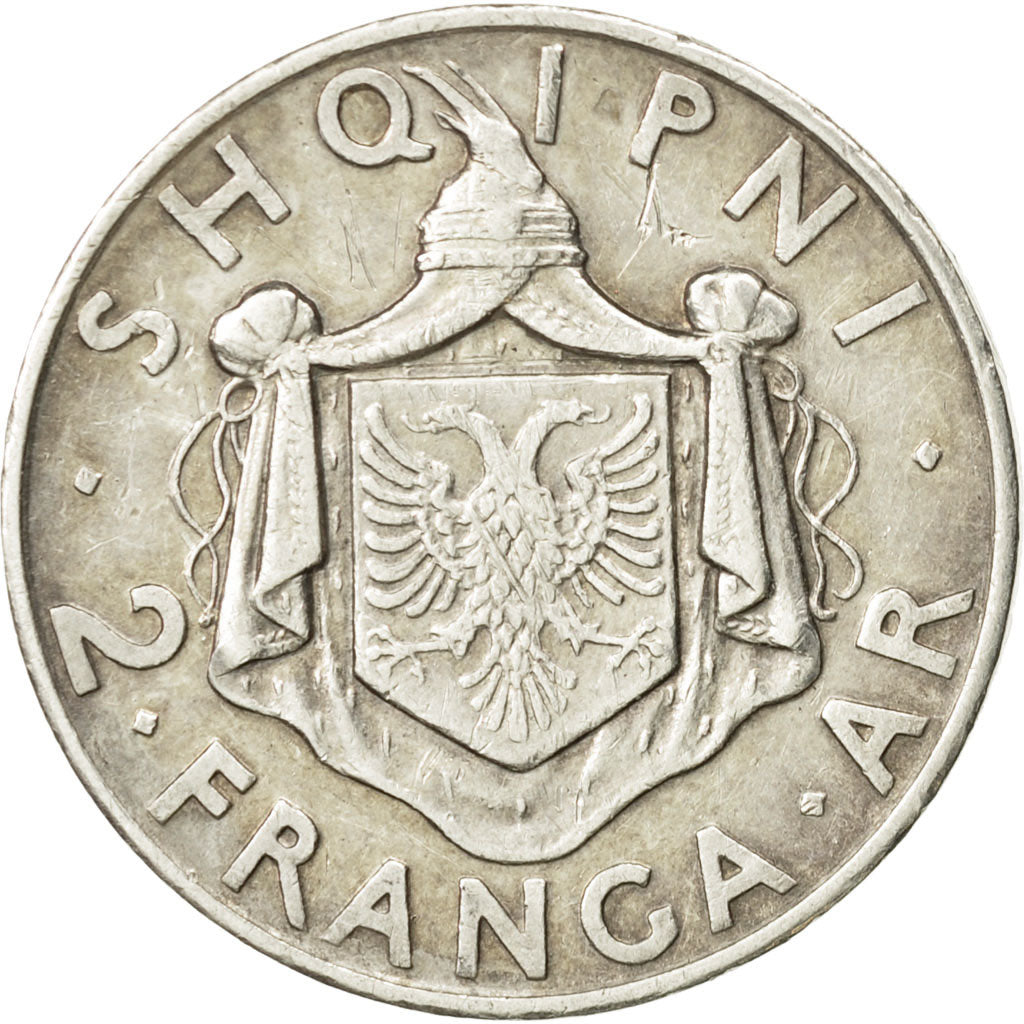 Coin, Albania, Zog I, 2 Franga Ari, 1935, Rome, EF(40-45), Silver, KM:17