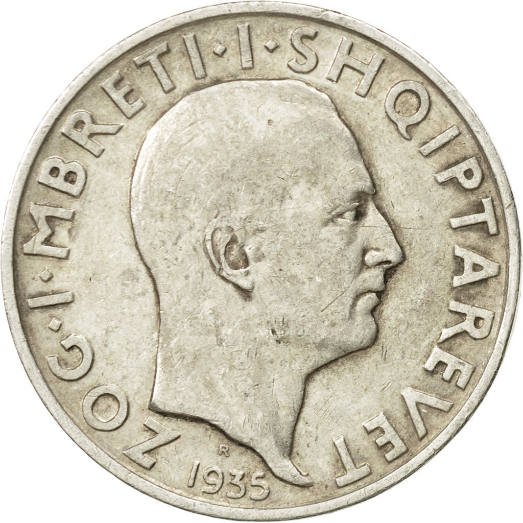Coin, Albania, Zog I, 2 Franga Ari, 1935, Rome, EF(40-45), Silver, KM:17