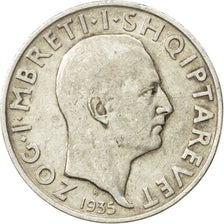 Coin, Albania, Zog I, 2 Franga Ari, 1935, Rome, EF(40-45), Silver, KM:17