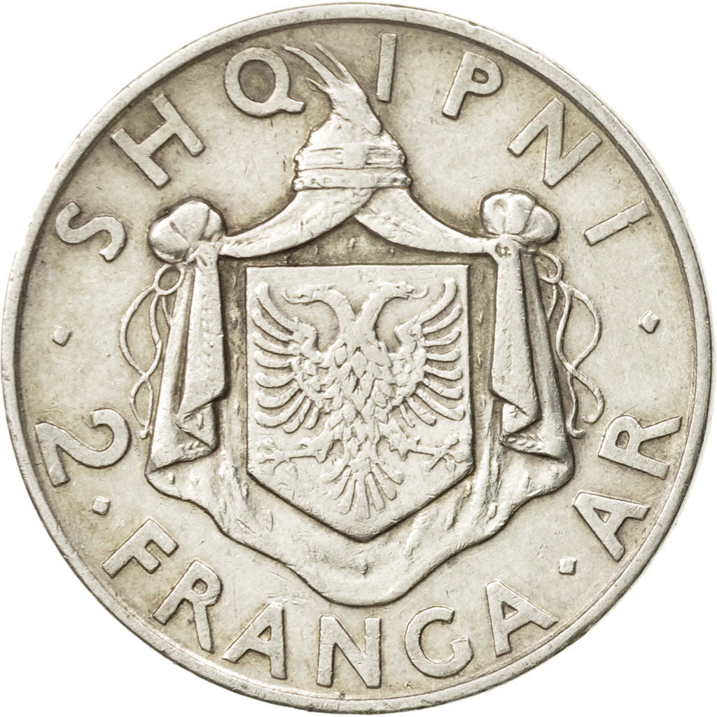 Coin, Albania, Zog I, 2 Franga Ari, 1935, Rome, EF(40-45), Silver, KM:17