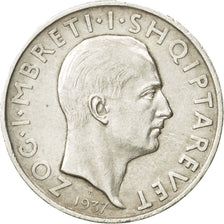 Coin, Albania, Zog I, Frang Ar, 1937, Rome, AU(50-53), Silver, KM:18