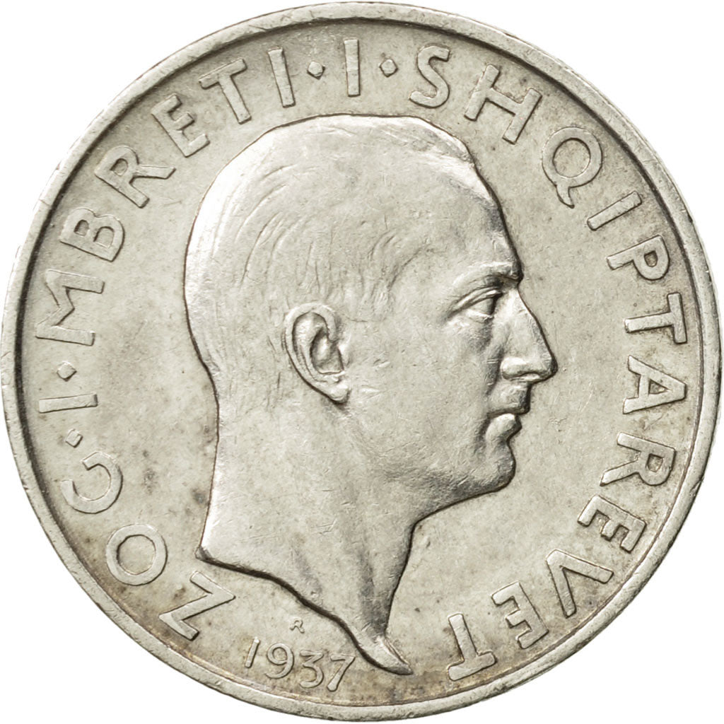 Münze, Albania, Zog I, Frang Ar, 1937, Rome, SS+, Silber, KM:16
