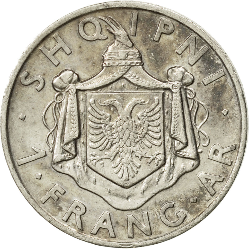 Münze, Albania, Zog I, Frang Ar, 1937, Rome, SS+, Silber, KM:16