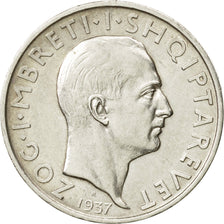 Coin, Albania, Zog I, Frang Ar, 1937, Rome, AU(50-53), Silver, KM:16