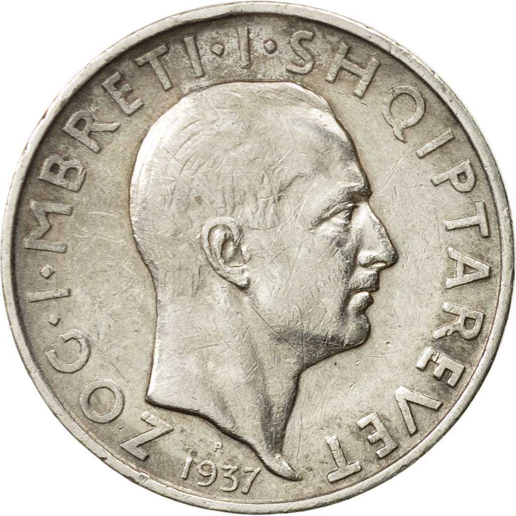 Münze, Albania, Zog I, Frang Ar, 1937, Rome, SS+, Silber, KM:16