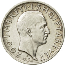 Munten, Albanië, Zog I, Frang Ar, 1935, Rome, ZF+, Zilver, KM:16