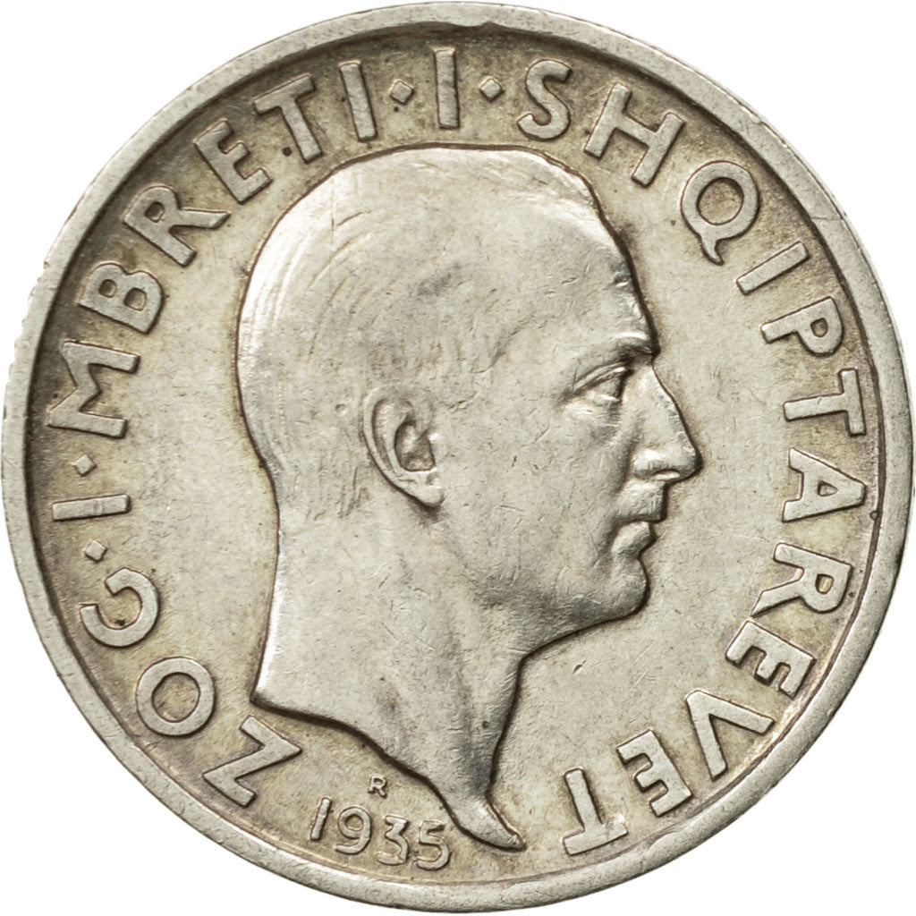 Münze, Albania, Zog I, Frang Ar, 1935, Rome, SS+, Silber, KM:16