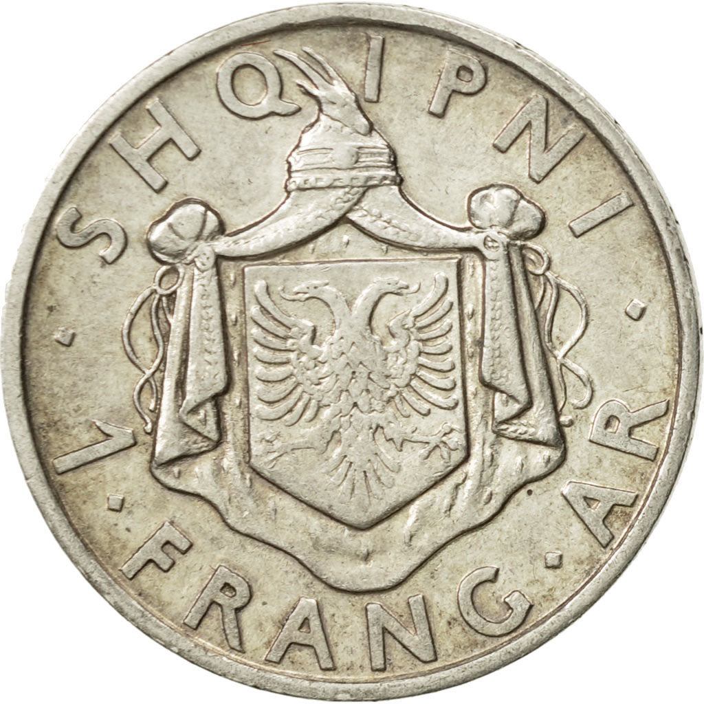 Münze, Albania, Zog I, Frang Ar, 1935, Rome, SS+, Silber, KM:16