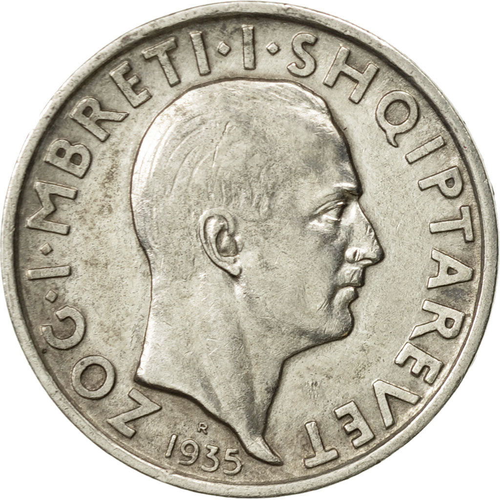 Münze, Albania, Zog I, Frang Ar, 1935, Rome, SS+, Silber, KM:16