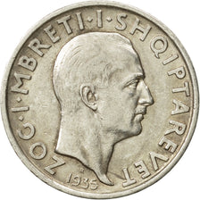 Coin, Albania, Zog I, Frang Ar, 1935, Rome, AU(50-53), Silver, KM:16