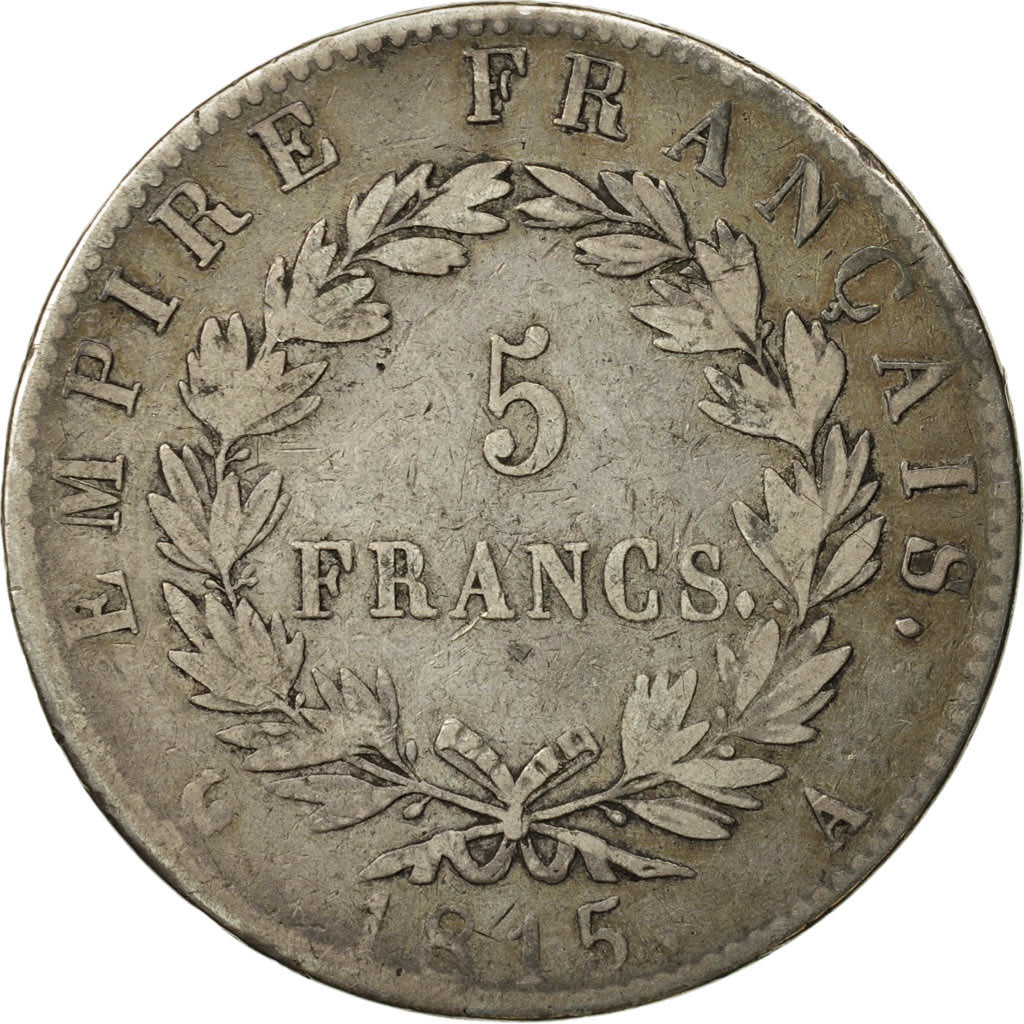 Francia, Napoléon I, 5 Francs, 1815, Paris, BC+, Plata, KM:704.1, Gadoury:595
