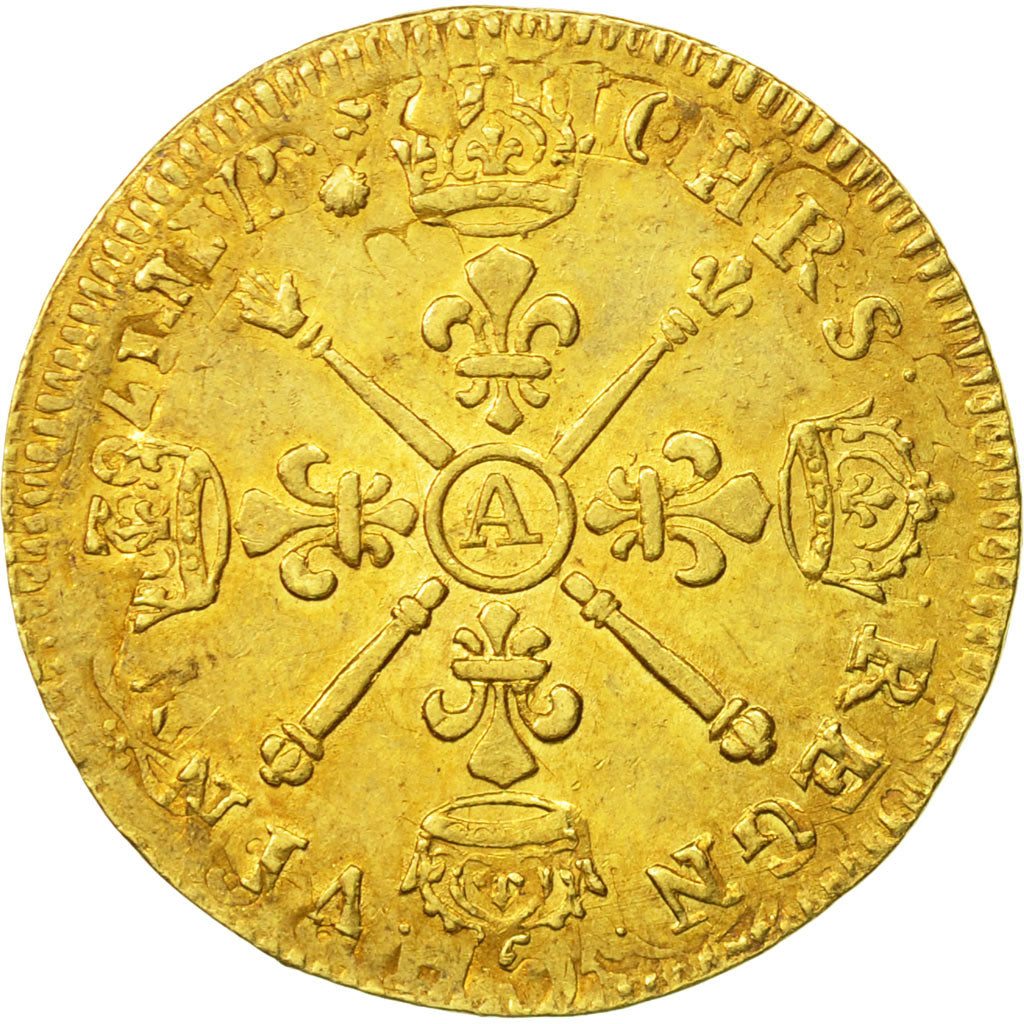 Francia, Louis XIV, Louis d'or aux insignes, 1704, Paris, BB+, Oro, KM 365.1