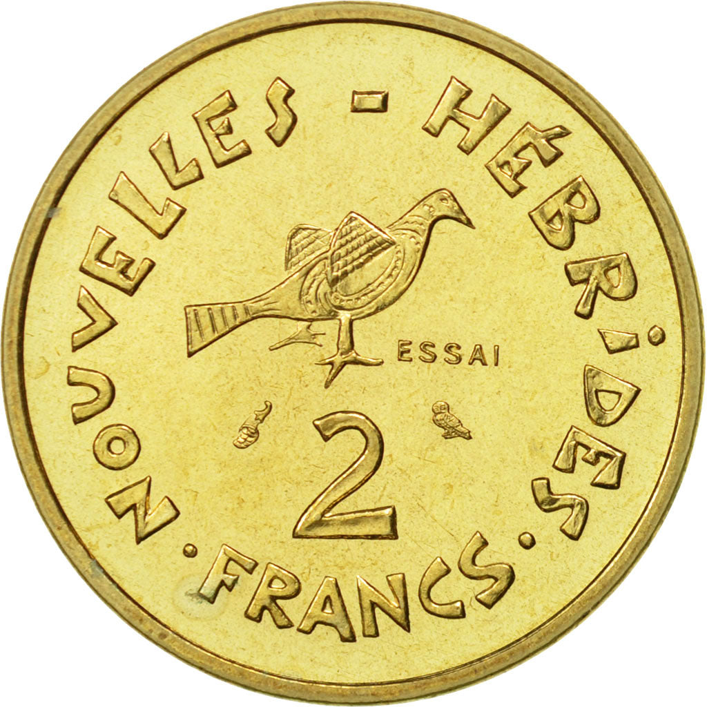 Coin, New Hebrides, 2 Francs, 1970, Paris, MS(65-70), Bronze-Aluminium-Nickel