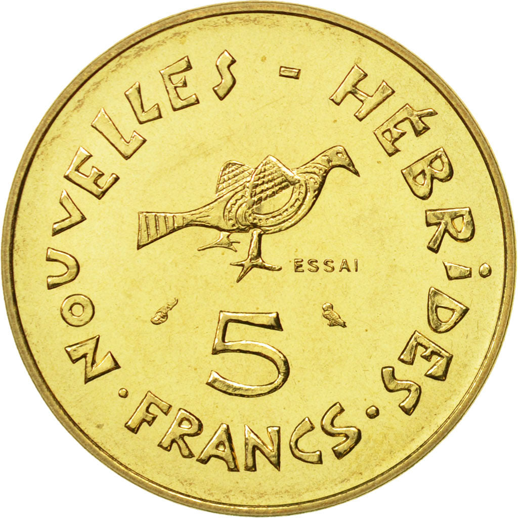 Coin, New Hebrides, 5 Francs, 1970, Paris, MS(65-70), Bronze-Aluminium-Nickel