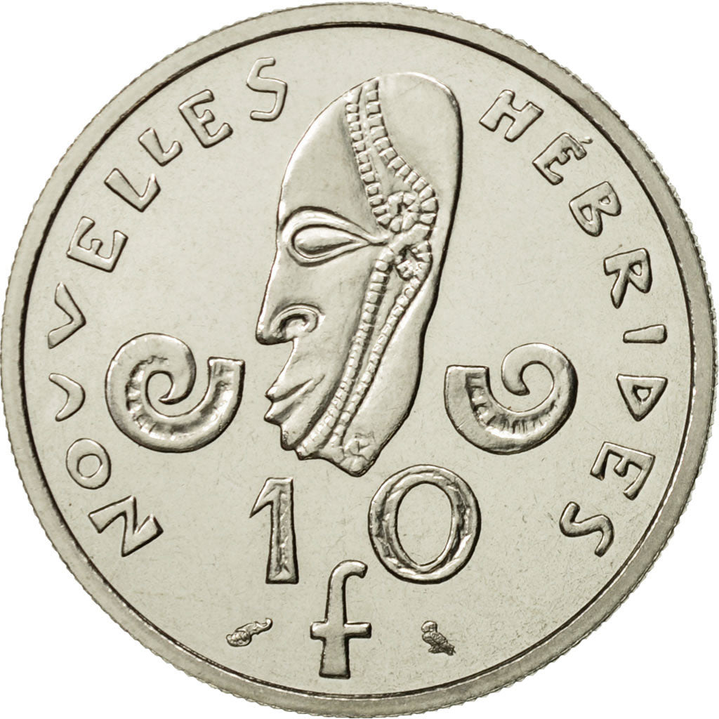 Coin, New Hebrides, 10 Francs, 1967, Paris, MS(65-70), Nickel, KM:E2
