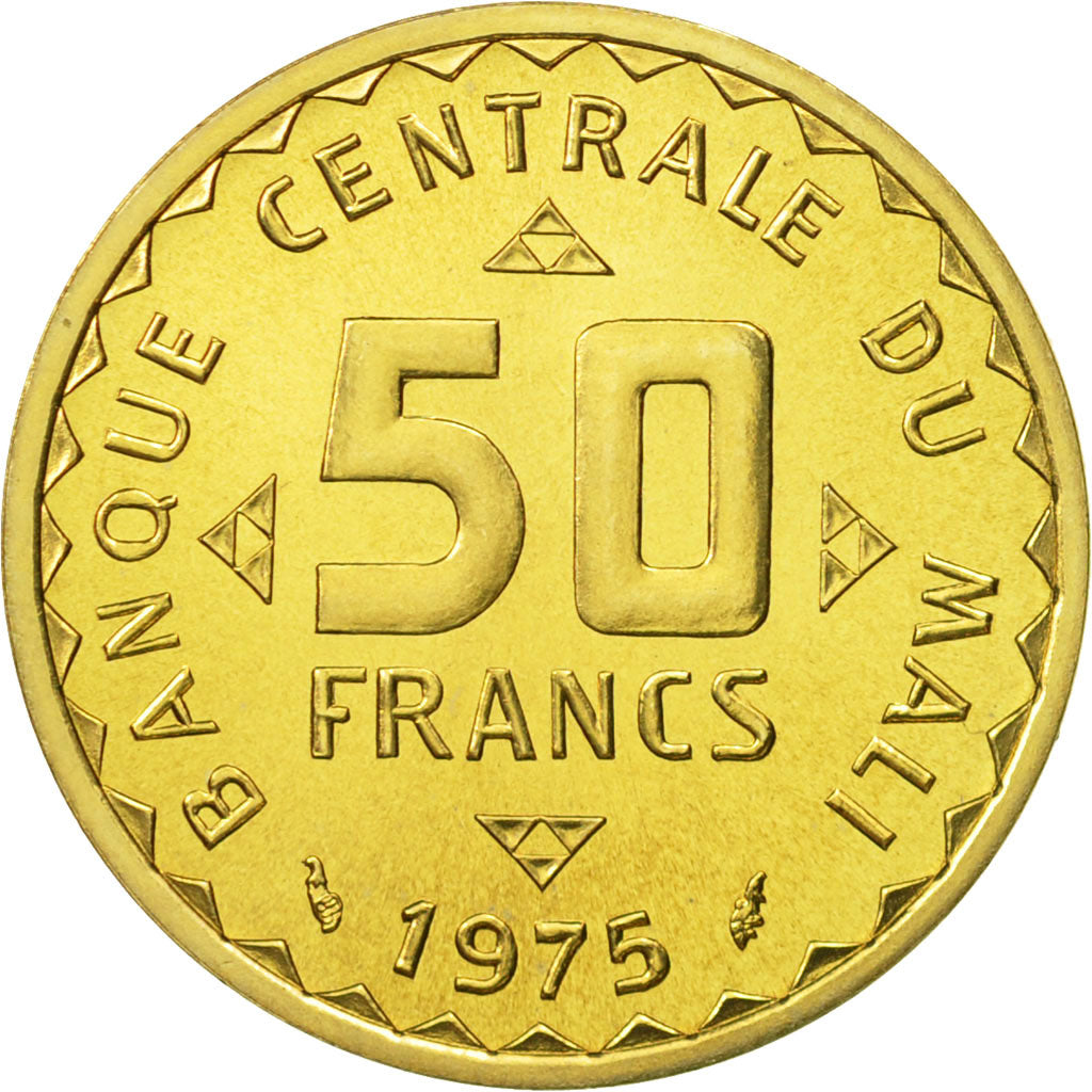 Monnaie, Mali, 50 Francs, 1975, FDC, Nickel-brass, KM:E1