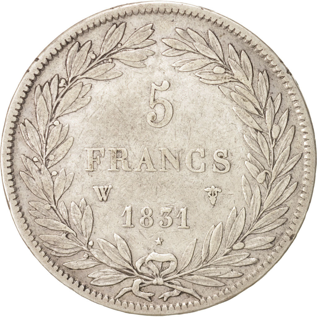 Moneta, Francia, Louis-Philippe, 5 Francs, 1831, Lille, MB+, Argento, KM:735.13