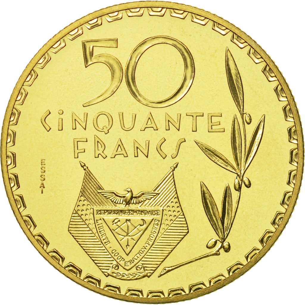 Moneda, Ruanda, 50 Francs, 1977, FDC, Latón, KM:E7