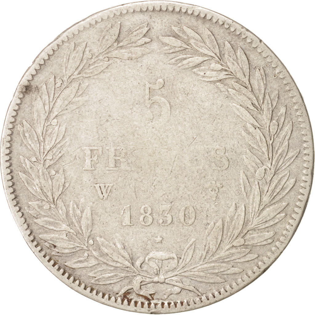Frankreich, Louis-Philippe, 5 Francs, 1830 W, Lille, Silver, KM:735.13