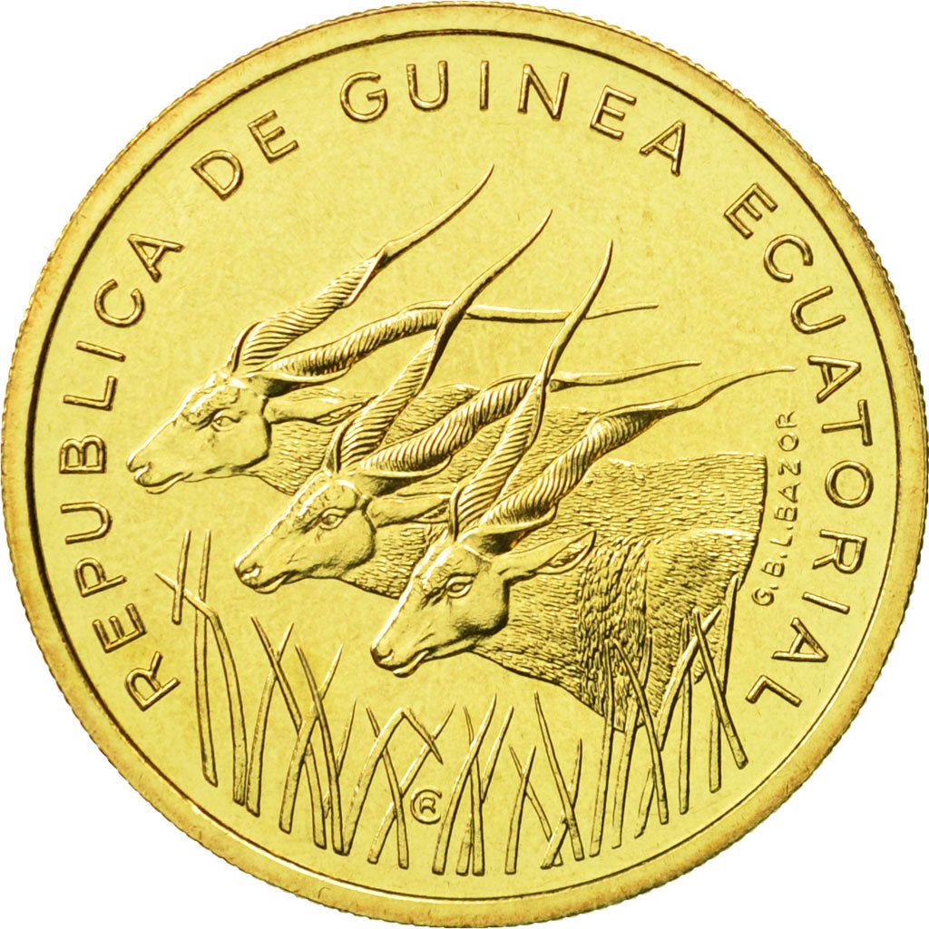 Coin, Equatorial Guinea, 25 Francos, 1985, MS(65-70), Aluminum-Bronze, KM:E29