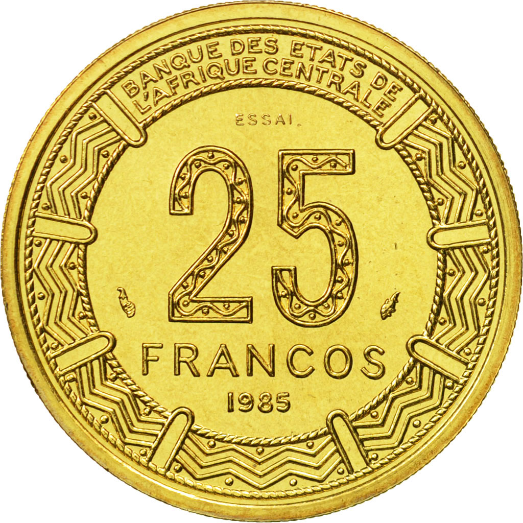 Coin, Equatorial Guinea, 25 Francos, 1985, MS(65-70), Aluminum-Bronze, KM:E29