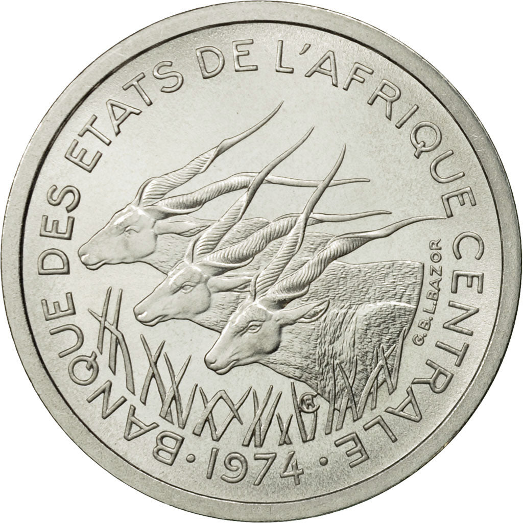 Central African States, Franc, 1974, Paris, MS(65-70), Aluminum, KM:E2