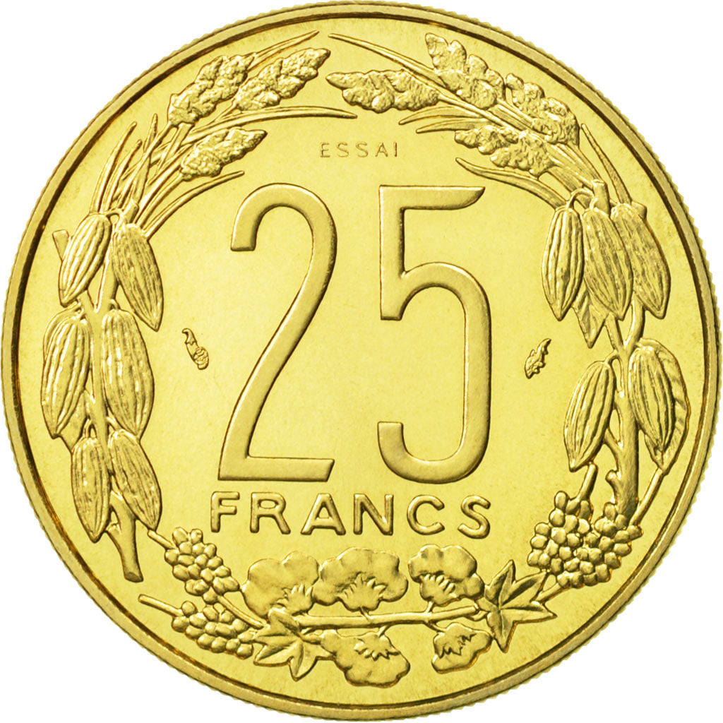 Coin, Central African States, 25 Francs, 1975, Paris, MS(65-70)