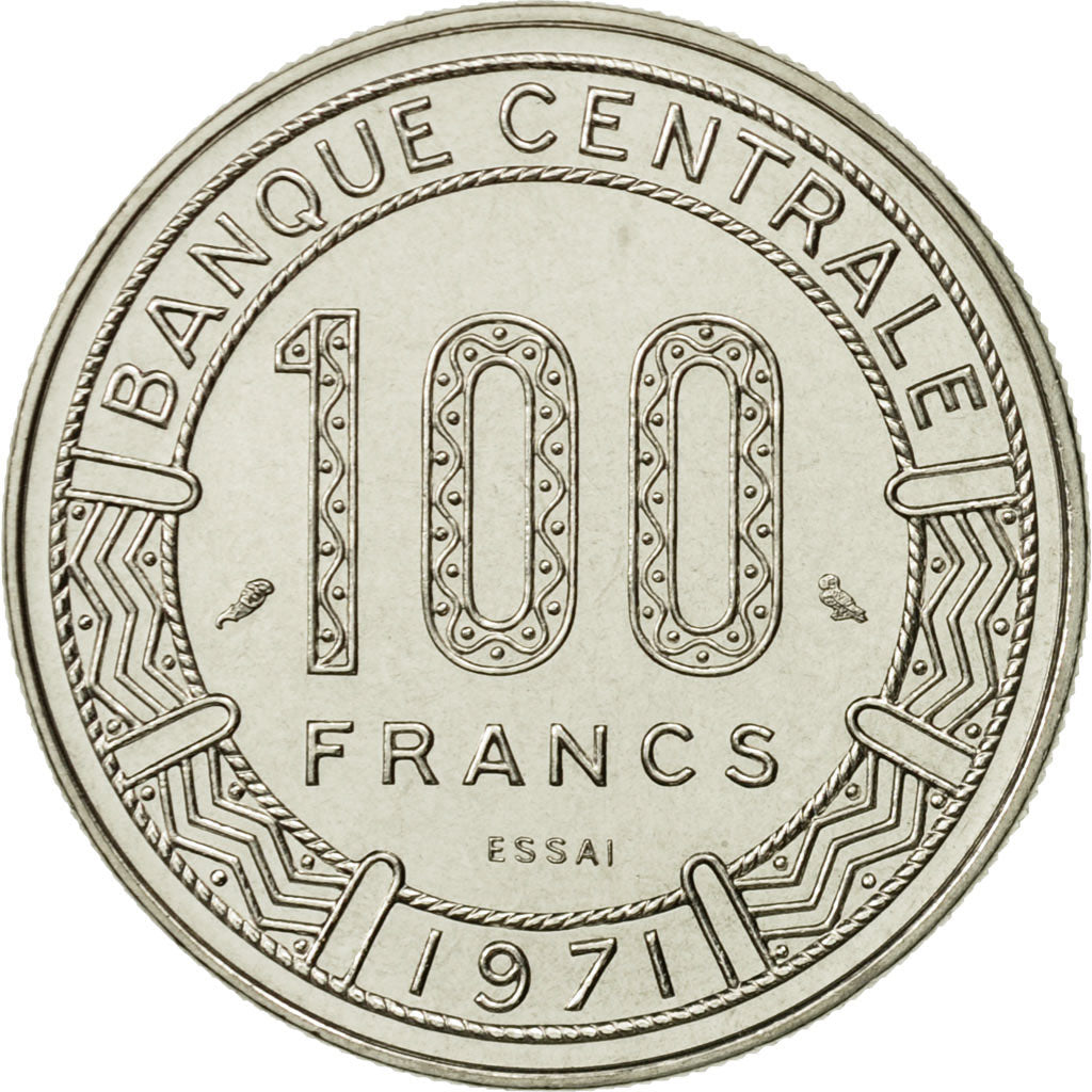 Coin, Central African Republic, 100 Francs, 1971, MS(65-70), Nickel, KM:E2