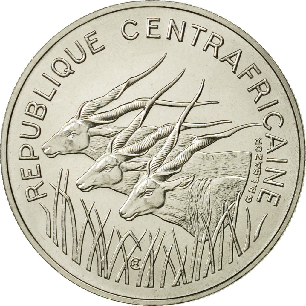 Coin, Central African Republic, 100 Francs, 1975, MS(65-70), Nickel, KM:E4