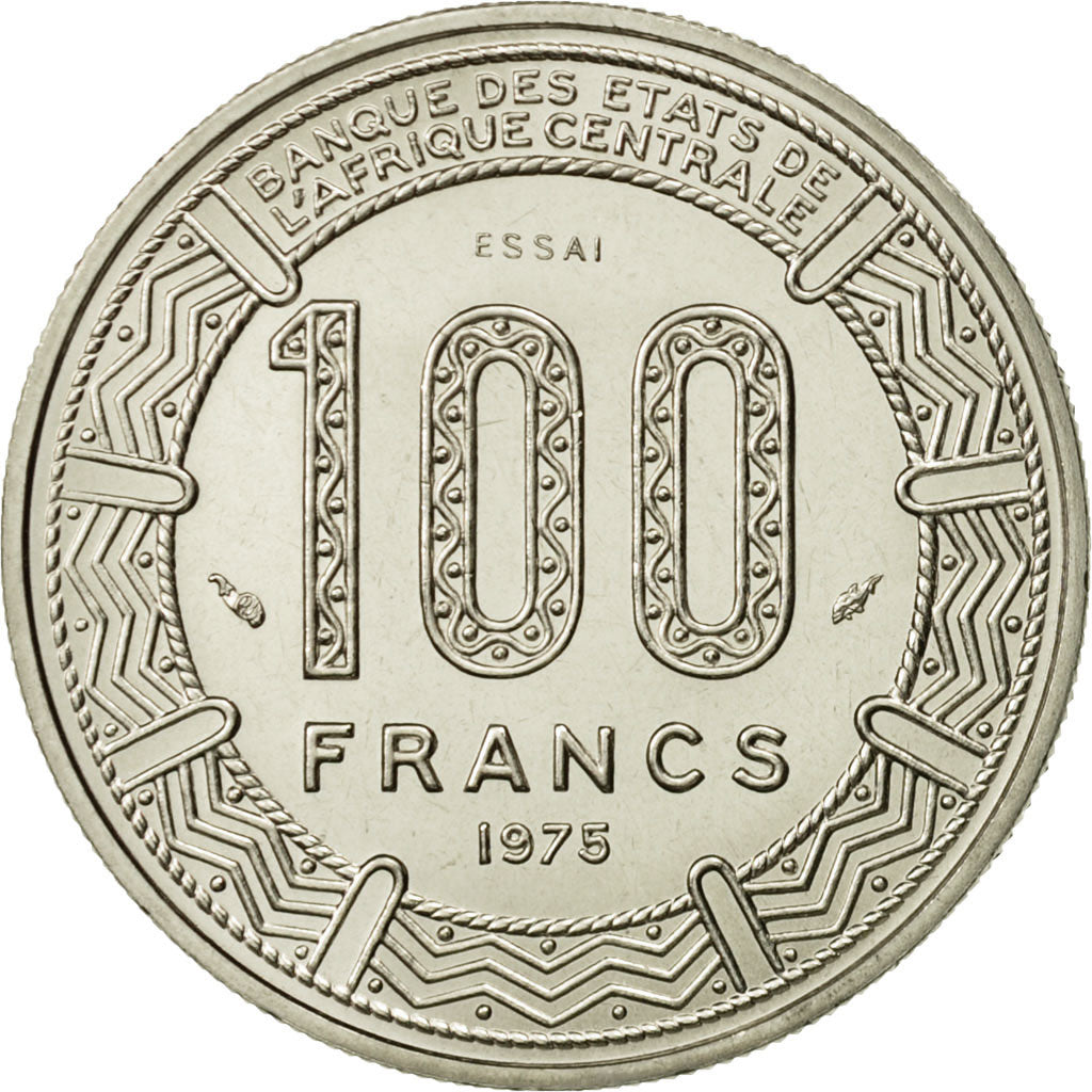 Coin, Central African Republic, 100 Francs, 1975, MS(65-70), Nickel, KM:E4