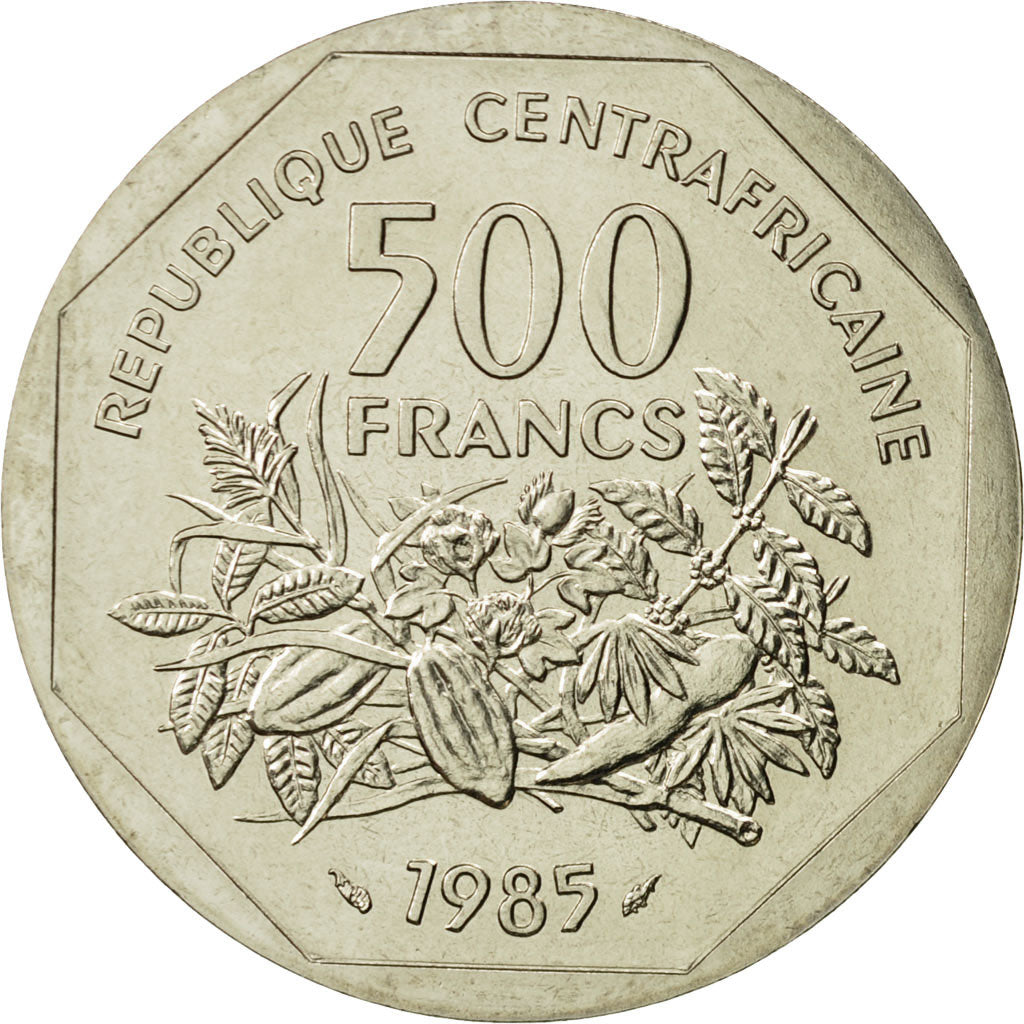 Central African Republic, 500 Francs, 1985, MS(65-70), Copper-nickel, KM:E6