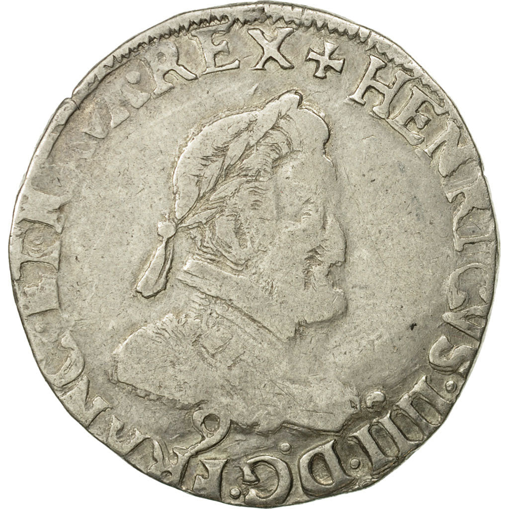 France, Henri IV, Demi Franc, 1602, Rennes, VF(30-35), Silver, Sombart 4800