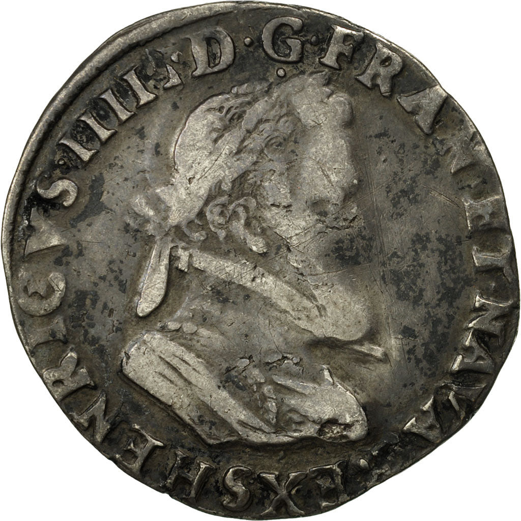 Moneta, Francia, Henri IV, Demi Franc, Demi Franc, 1597, Troyes, MB, Argento