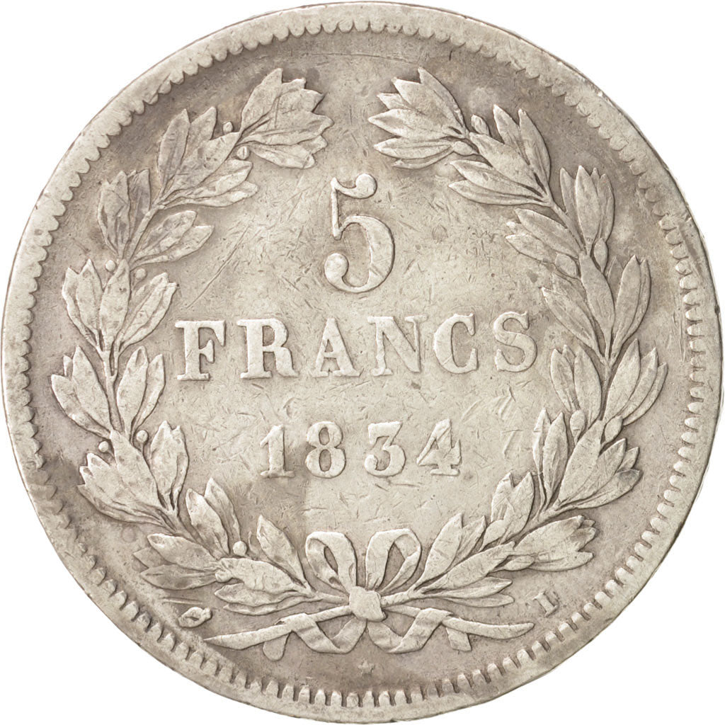 France, Louis-Philippe, 5 Francs, 1834 I, Limoges, Silver, KM:749.6
