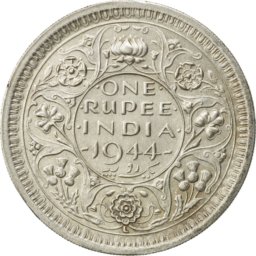 INDIA-BRITISH, George VI, Rupee, 1944, AU(55-58), Silver, KM:557.1