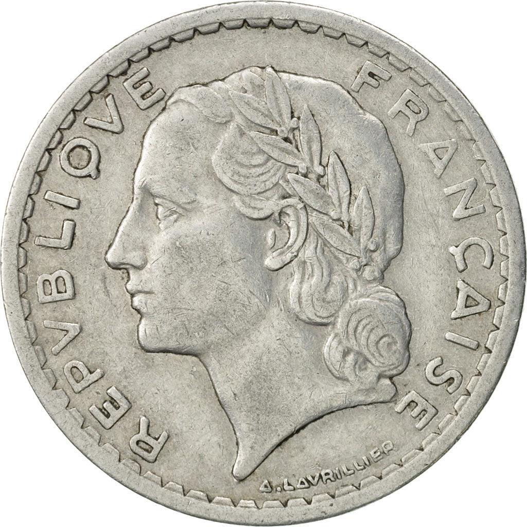 Munten, Frankrijk, Lavrillier, 5 Francs, 1945, Paris, ZF, Aluminium, KM:888b.1