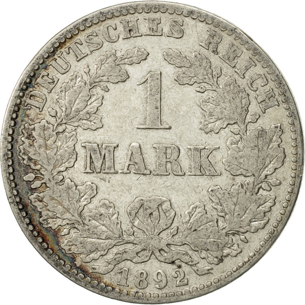Coin, GERMANY - EMPIRE, Wilhelm II, Mark, 1892, Hambourg, EF(40-45), Silver
