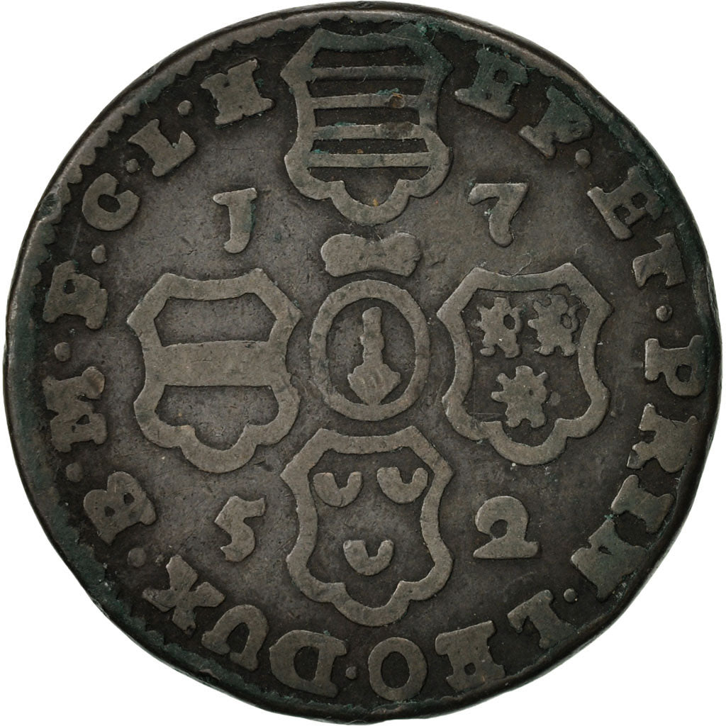 Coin, LIEGE, John Theodore, 2 Liards, 1752, Liege, VF(20-25), Copper, KM:158