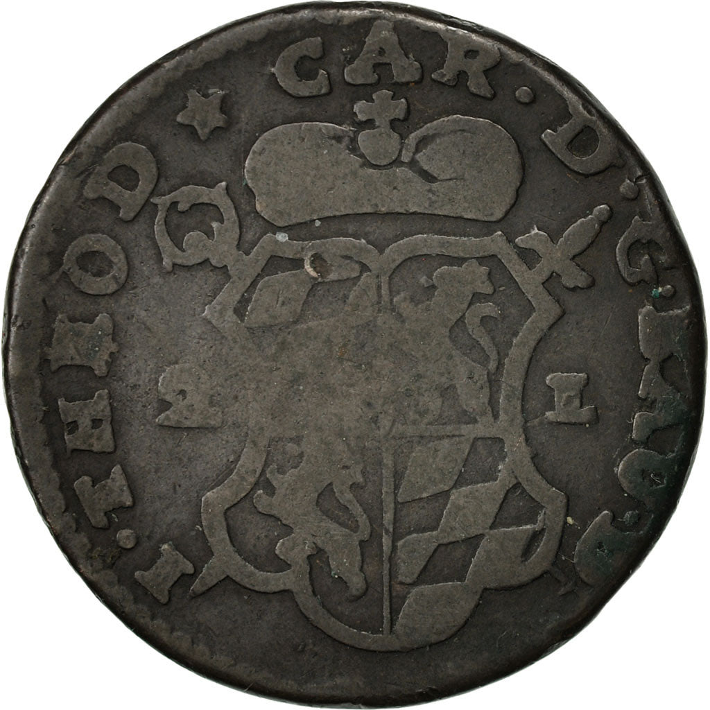 Coin, LIEGE, John Theodore, 2 Liards, 1752, Liege, VF(20-25), Copper, KM:158