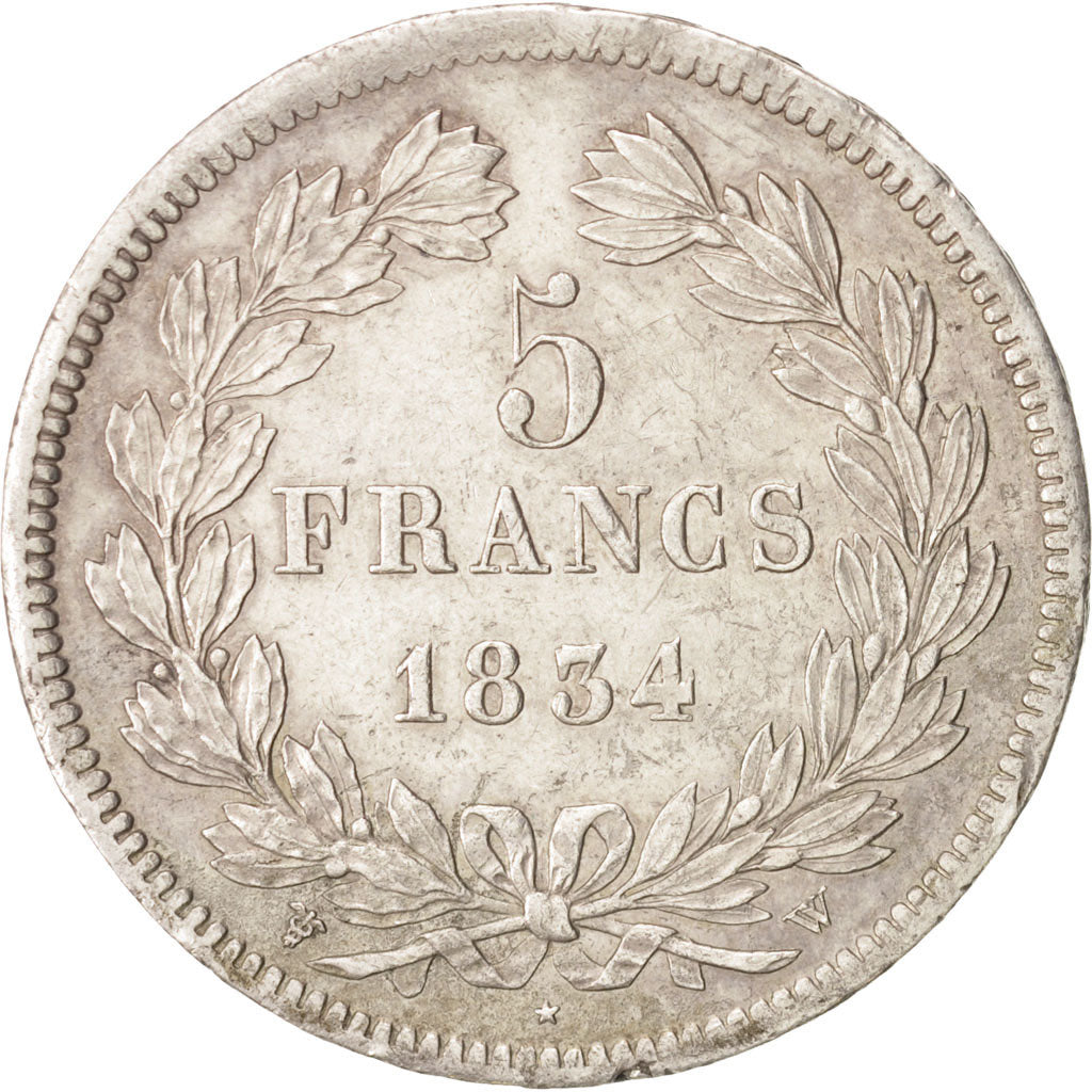 Francia, Louis-Philippe, 5 Francs, 1834, Lille, BB, Argento, KM:749.13, Gadou...