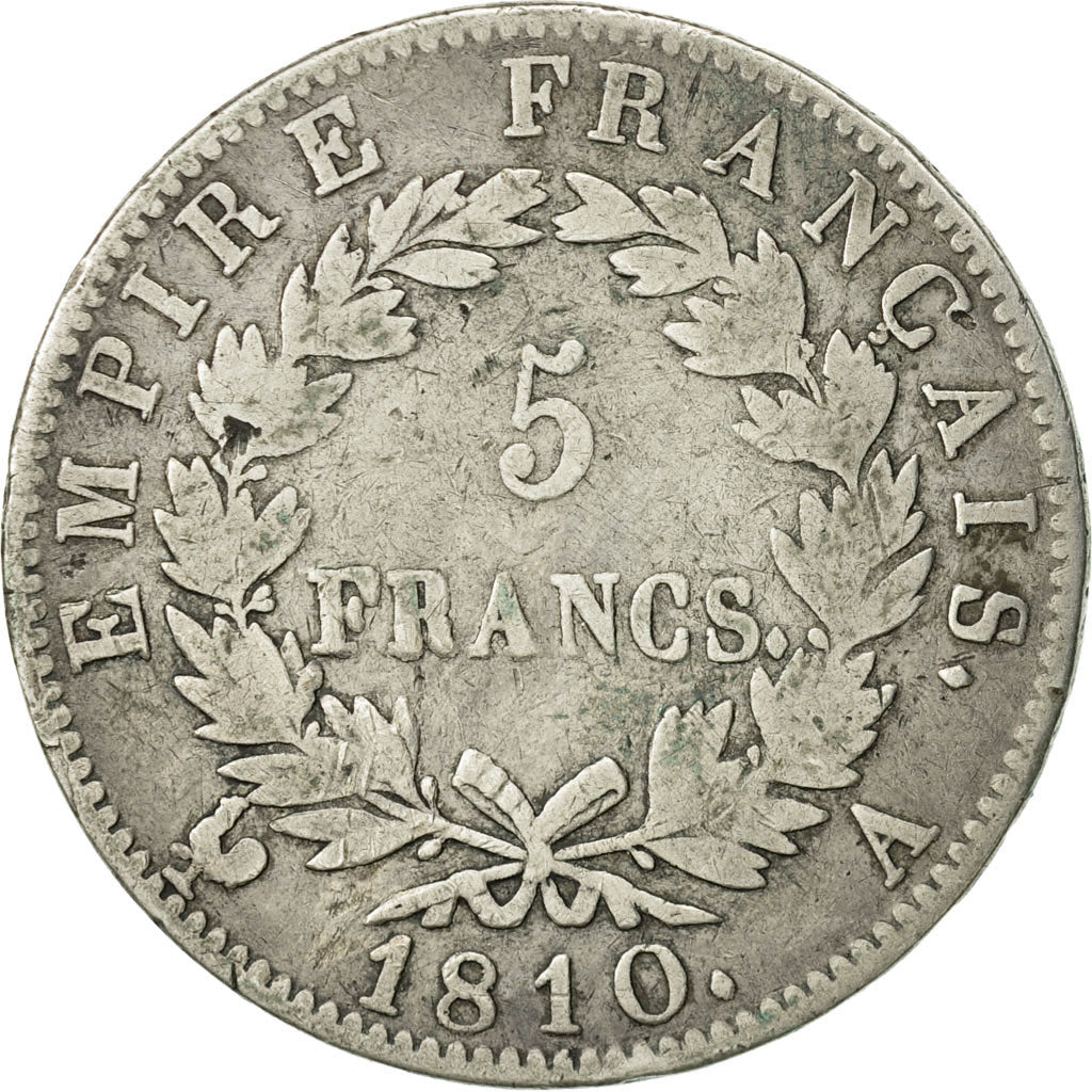 France, Napoléon I, 5 Francs, 1810, Paris, VF(30-35), Silver, KM:694.1