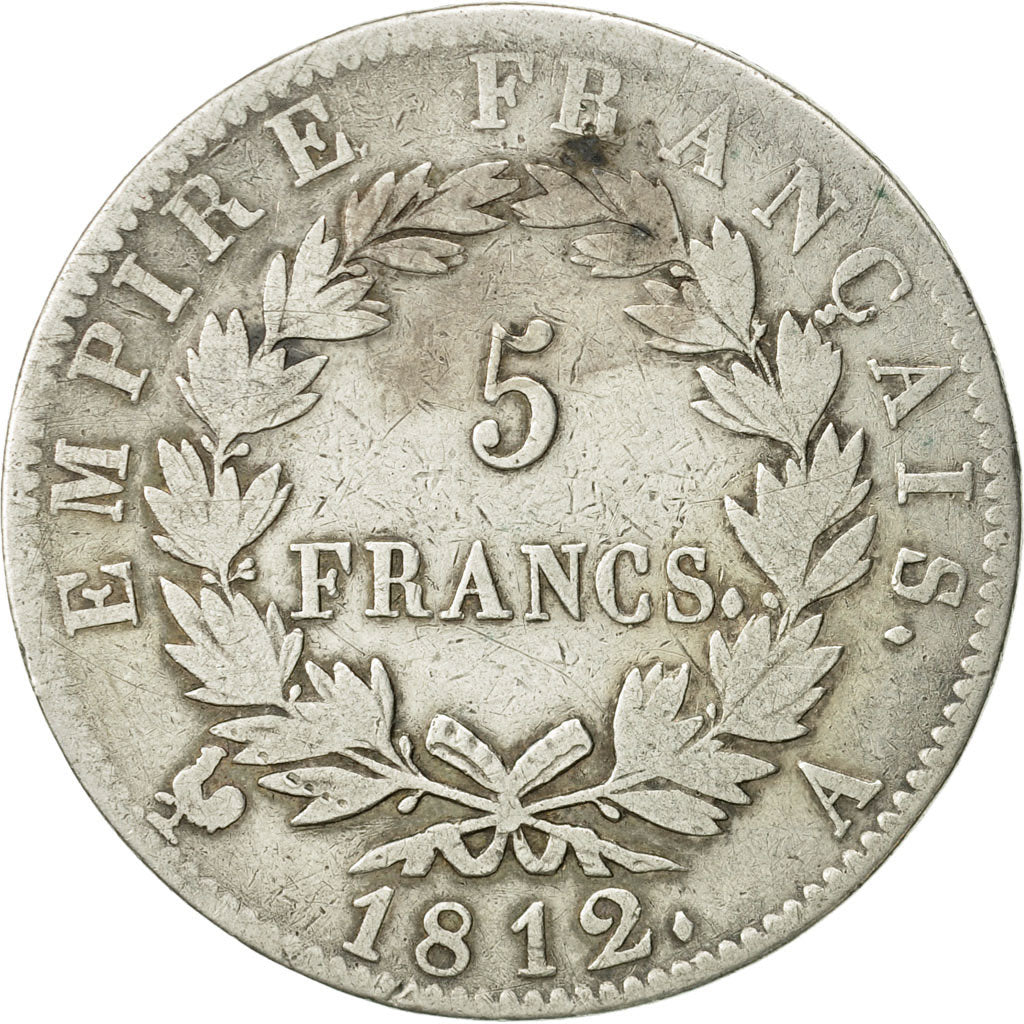 France, Napoléon I, 5 Francs, 1812, Paris, TB+, Argent, KM:694.1, Gadoury:584